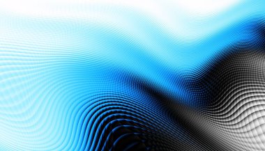 Soyut dijital fraktal model. Yatay oryantasyon. Beyaz arkaplanda çarpık mavi çizgiler.