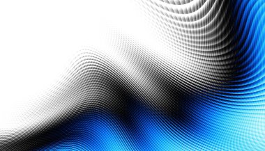 Soyut dijital fraktal model. Yatay oryantasyon. Beyaz arkaplanda çarpık mavi çizgiler.