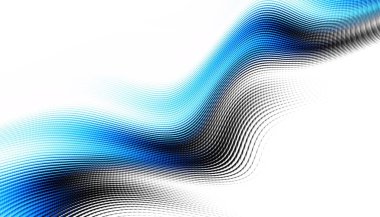 Soyut dijital fraktal model. Yatay oryantasyon. Beyaz arkaplanda çarpık mavi çizgiler.