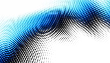 Soyut dijital fraktal model. Yatay oryantasyon. Beyaz arkaplanda çarpık mavi çizgiler.