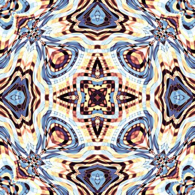 Soyut dijital fraktal model. Art Nouveau stilinde simetrik dekoratif süsleme deseni.