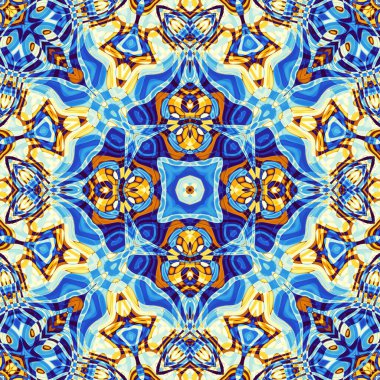 Soyut dijital fraktal model. Art Nouveau stilinde simetrik dekoratif süsleme deseni.