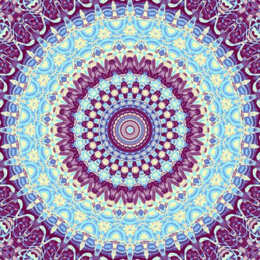 Soyut dijital fraktal model. Art Nouveau tarzında simetrik dekoratif süs deseni. Yuvarlak mandala dekoratif desen.