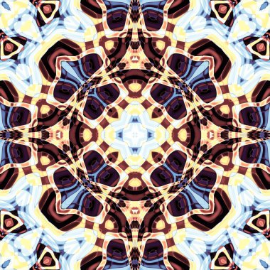 Soyut dijital fraktal model. Art Nouveau stilinde simetrik dekoratif süsleme deseni.