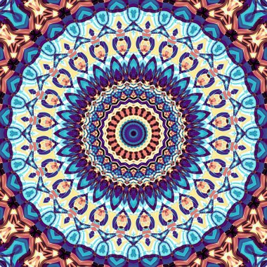 Soyut dijital fraktal model. Art Nouveau stilinde simetrik dekoratif süsleme deseni.