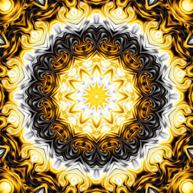 Soyut dijital fraktal model. Yuvarlak mandala dekoratif desen.