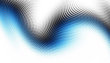 Soyut dijital fraktal model. Yatay oryantasyon. Beyaz arkaplanda çarpık mavi çizgi.