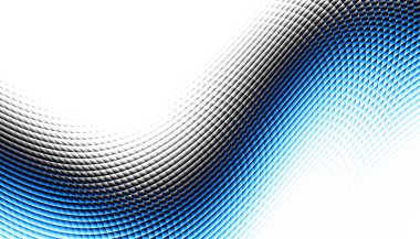 Soyut dijital fraktal model. Yatay oryantasyon. Beyaz arkaplanda çarpık mavi çizgi.