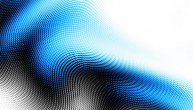 Soyut dijital fraktal model. Yatay oryantasyon. Beyaz arkaplanda çarpık mavi çizgi.