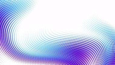 Soyut dijital fraktal model. Yatay oryantasyon. Beyaz arkaplandaki çarpık mor ve mavi çizgi.