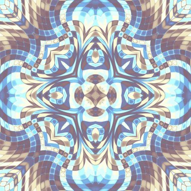 Soyut dijital fraktal model. Art Nouveau stilinde simetrik dekoratif süsleme deseni