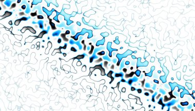 Soyut dijital fraktal model. Yatay oryantasyon. Beyaz arkaplanda çarpık mavi çizgi.