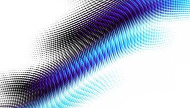 Soyut dijital fraktal model. Yatay oryantasyon. Beyaz arkaplanda çarpık mavi çizgi.