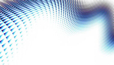 Soyut dijital fraktal model. Yatay oryantasyon. Beyaz arkaplanda çarpık mavi çizgi.