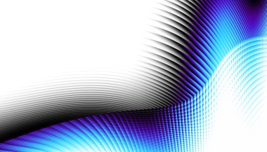 Soyut dijital fraktal model. Yatay oryantasyon. Beyaz arkaplanda çarpık mavi çizgi.