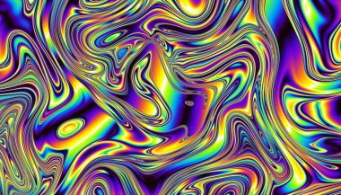 Soyut dijital fraktal model. Yatay oryantasyon. Psikedelik dalgalı doku.