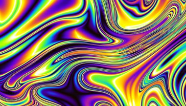 Soyut dijital fraktal model. Yatay oryantasyon. Psikedelik dalgalı doku.