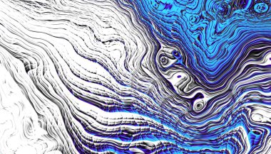 Soyut dijital fraktal model. Psikedelik dalgalı doku. Yatay yönelim.