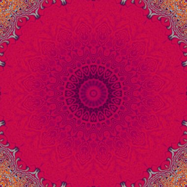 Soyut dijital fraktal model. Yuvarlak kırmızı mandala dekoratif desen.