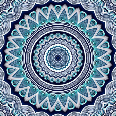 Soyut dijital fraktal model. Yuvarlak mandala dekoratif desen.