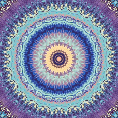 Soyut dijital fraktal model. Yuvarlak mandala dekoratif desen.