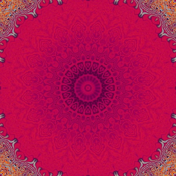 Soyut dijital fraktal model. Yuvarlak kırmızı mandala dekoratif desen.