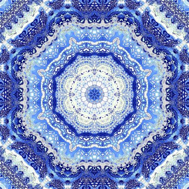 Soyut dijital fraktal model. Yuvarlak mandala dekoratif desen.