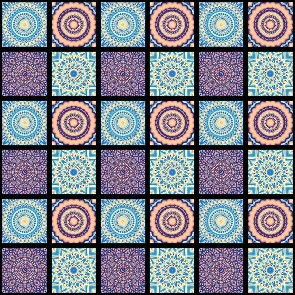 Patrón Abstracto Arte Mosaico Textura Ornamental Patrón Cuadrado Sin Costura — Foto de Stock
