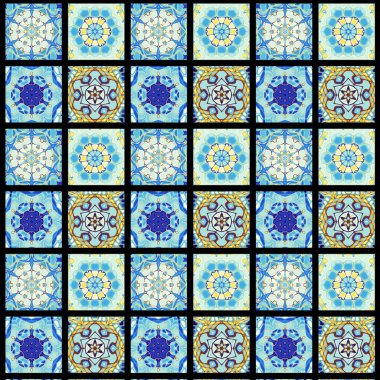 Karelerin soyut dekoratif desenleri. Mozaik sanat süsleme dokusu.