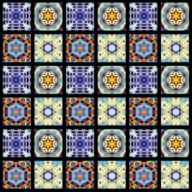 Karelerin soyut dekoratif desenleri. Mozaik sanat süsleme dokusu.