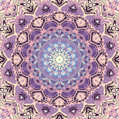 Soyut dijital fraktal model. Yuvarlak mandala dekoratif desen.