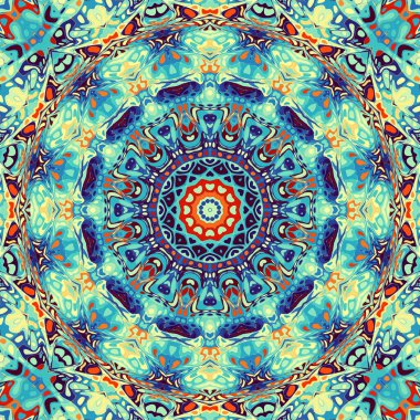 Soyut dijital fraktal model. Yuvarlak mandala dekoratif desen.