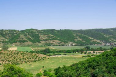 Azerbaycan 'dan köy manzarası. Azerbaycan 'ın İsmail bölgesi. Azerbaycan 'ın güzel doğası
