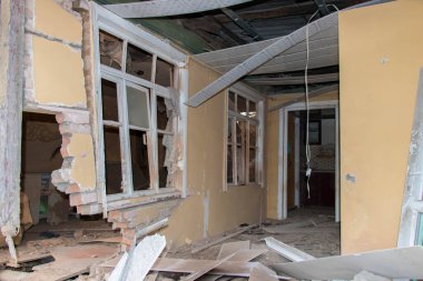 Ermeni ordusunun sebep olduğu savaşın yıkımı ve kalıntıları. Azerbaycan ve Ermenistan arasındaki Karabağ savaşı. Tatar - Azerbaycan: 10 Ekim 2020