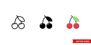 3 çeşit kiraz ikonu. İzole vektör işareti sembolü.