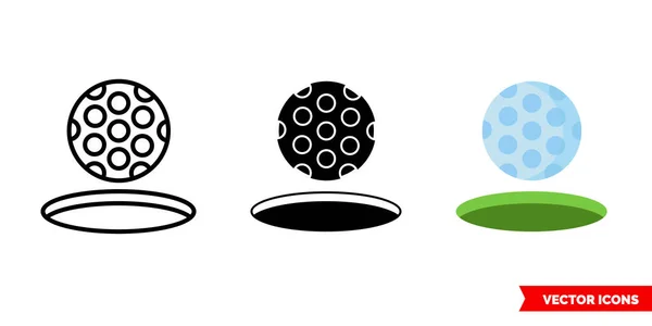 Piłka golfowa i ikona otworu 3 rodzaje. Odizolowany symbol znaku wektora. — Wektor stockowy