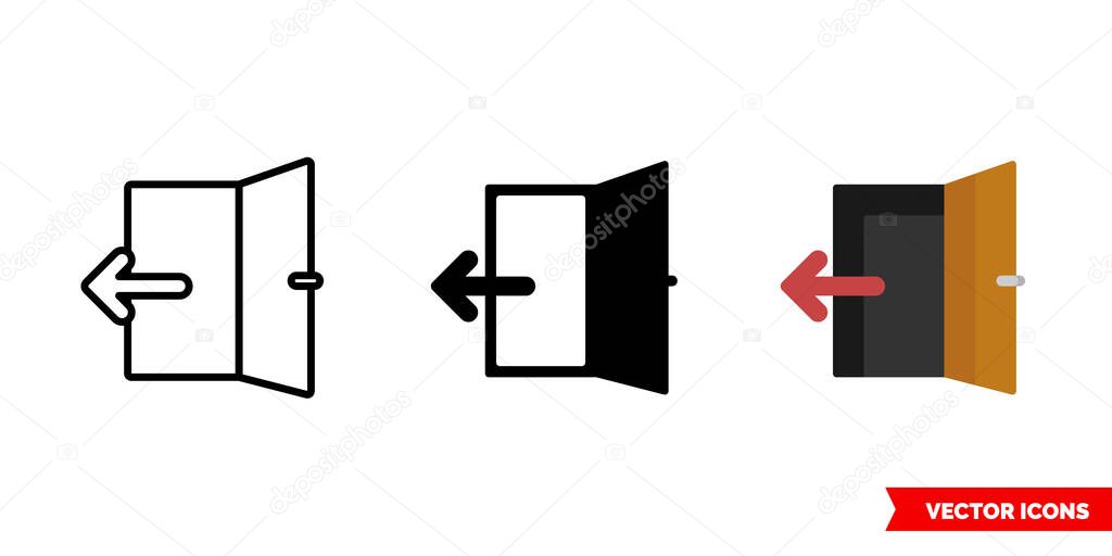 Exit icon of 3 types. Isolated vector sign symbol.