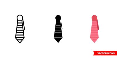 3 tip kravat ikonu. İzole vektör işareti sembolü.