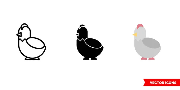 Icono de gallina de 3 tipos. Signo vectorial aislado símbolo . — Vector de stock