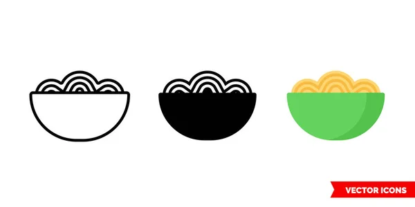 Icono de fideos de 3 tipos. Signo vectorial aislado símbolo . — Vector de stock