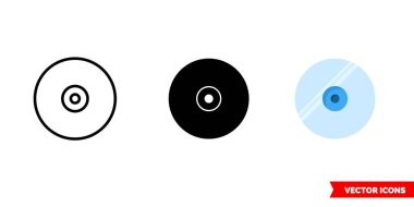 3 tipli CD veya DVD simgesi. İzole vektör işareti sembolü.