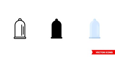 3 tip prezervatif ikonu. İzole vektör işareti sembolü.