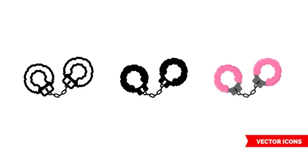 Seks kelepçeleri, 3 tip kölelik ikonu. İzole vektör işareti sembolü.