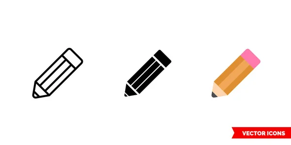 Matita grigia con un'icona con elastico di 3 tipi. Simbolo del segno vettoriale isolato. — Vettoriale Stock