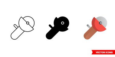 Dairesel testere simgesi 3 tip. İzole vektör işareti sembolü.