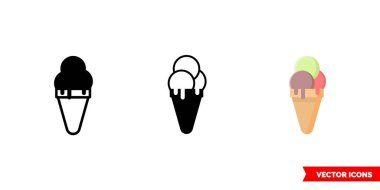 3 çeşit dondurma külahı. İzole vektör işareti sembolü.
