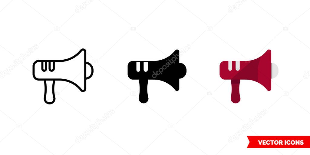 Loudspeaker icon of 3 types. Isolated vector sign symbol.