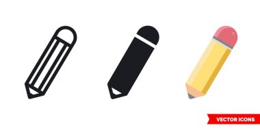 3 tipli kalem simgesi. İzole vektör işareti sembolü.