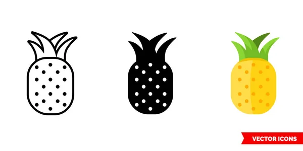 Ananas pictogram van 3 types. Geïsoleerde vectorteken symbool. — Stockvector