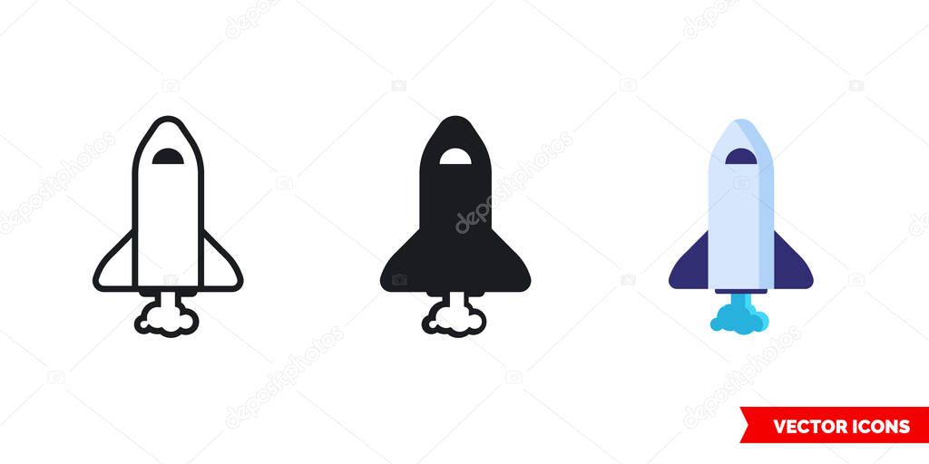 Rocket icon of 3 types. Isolated vector sign symbol.